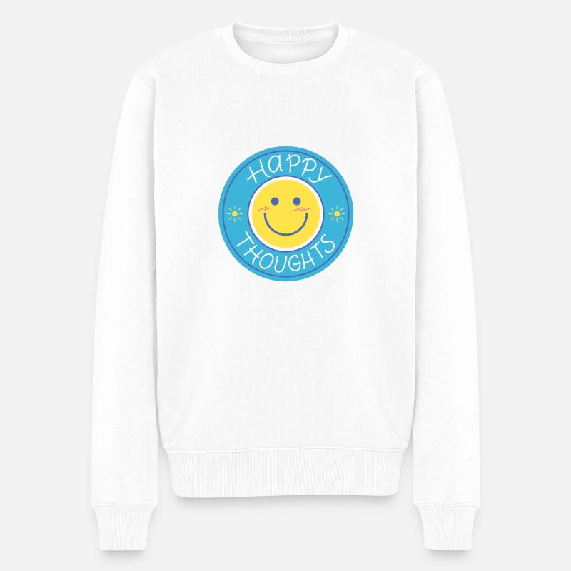 Glückliche Gedanken - Männer Premium Bio Pullover - Weiß