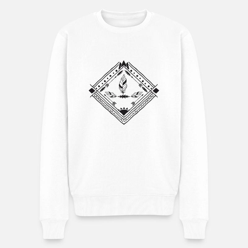 Style boho plume et flèches - Pull Premium bio Homme - blanc