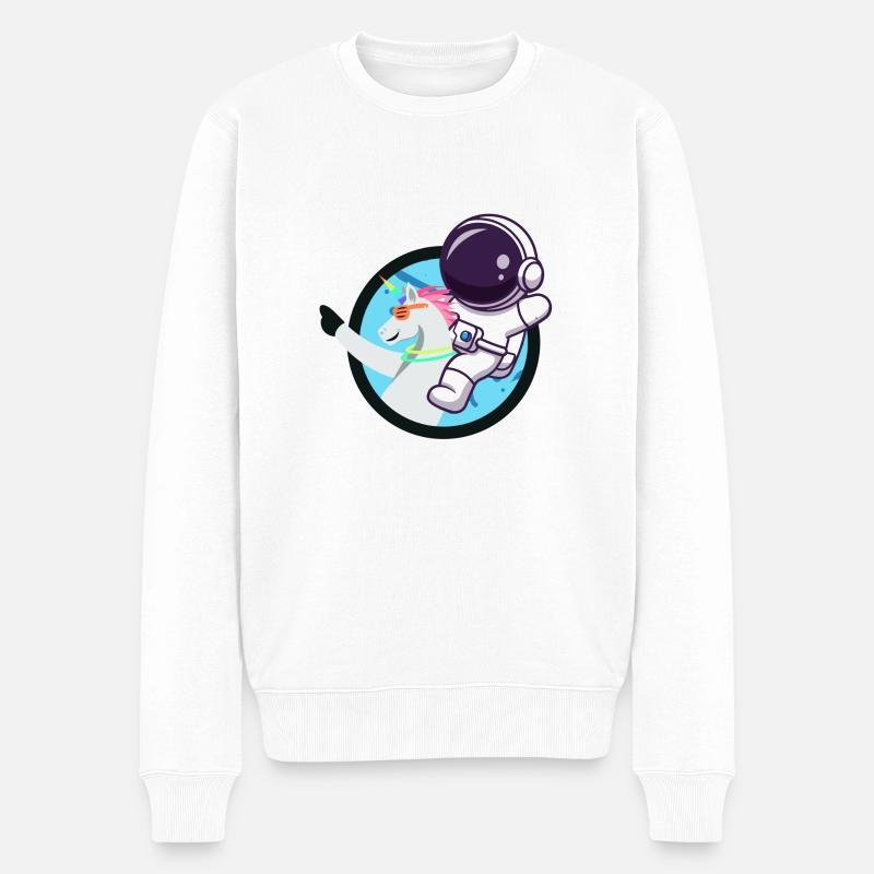 Astronauten-Einhorn - Männer Premium Bio Pullover - Weiß
