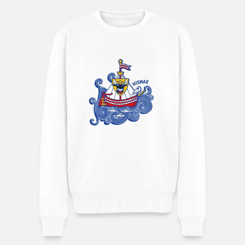 Wismar våbenskjold - Økologisk premium-sweatshirt til mænd - hvid