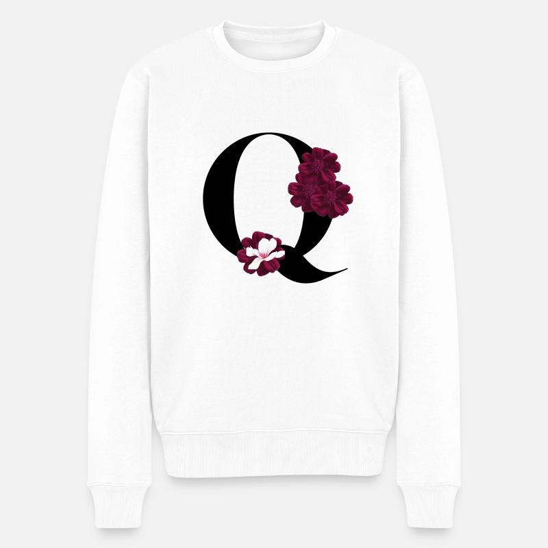 Buchstabe Q blühende - Männer Premium Bio Pullover - Weiß