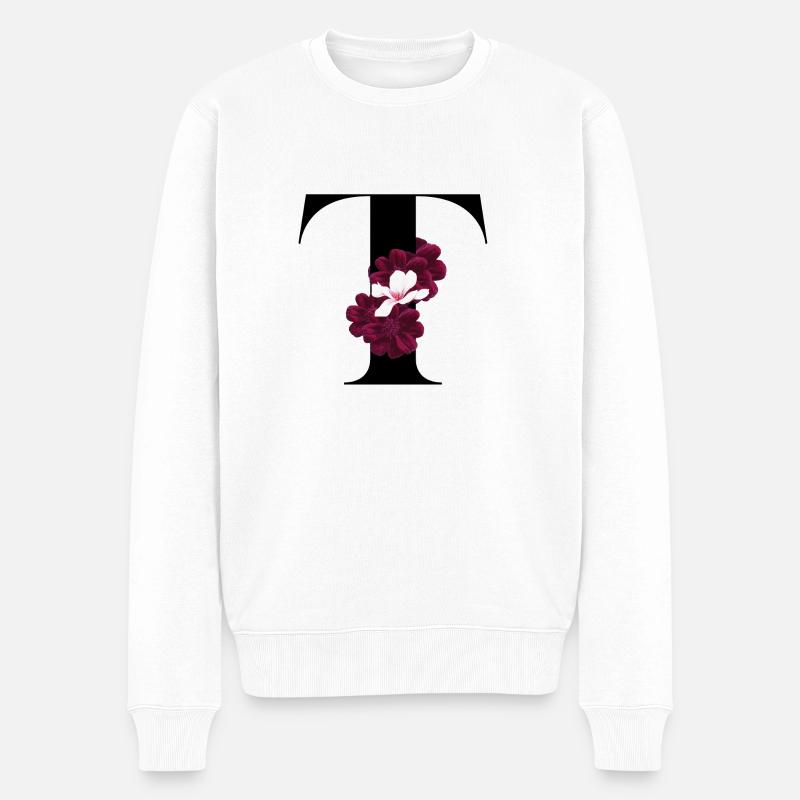 Buchstabe T blühende - Männer Premium Bio Pullover - Weiß