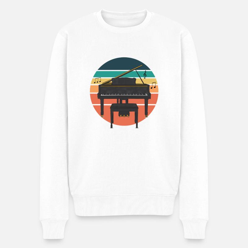 Klavier - Männer Premium Bio Pullover - Weiß