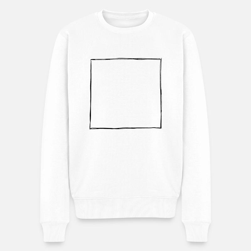 Firkantet ramme, tegnet med håndskrift (1c) - Økologisk premium-sweatshirt til mænd - hvid