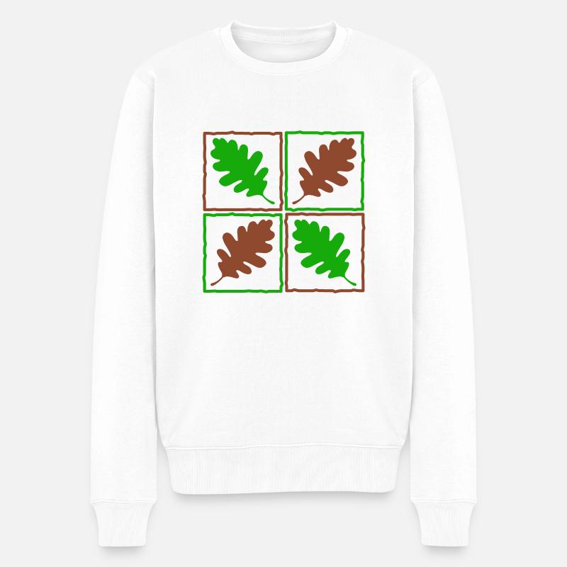 Eichenlaub deutscher Wald Blätter Eicheln Herbst - Männer Premium Bio Pullover - Weiß