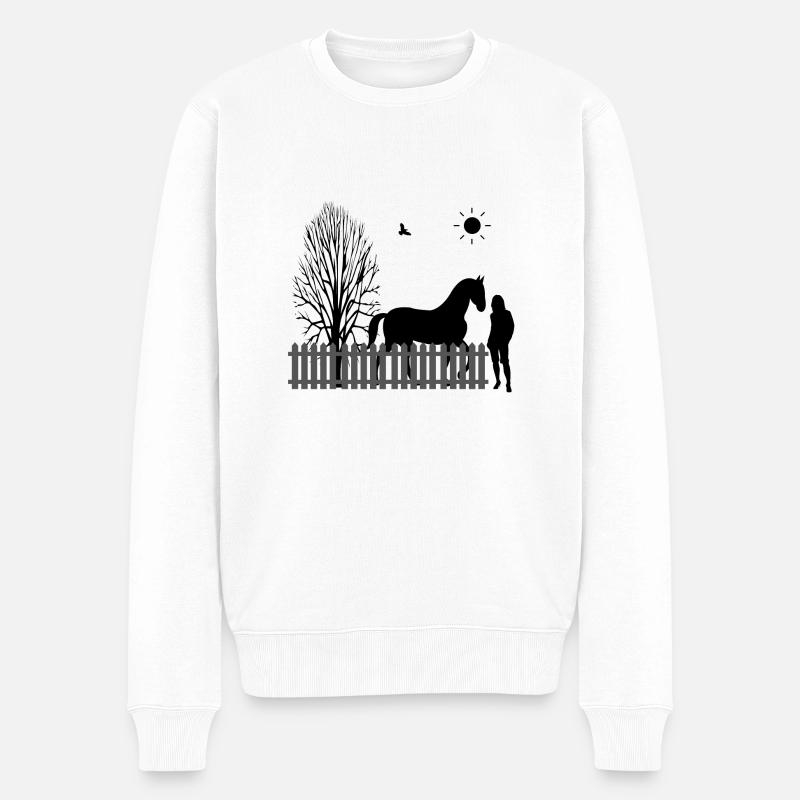 Pferd - Männer Premium Bio Pullover - Weiß