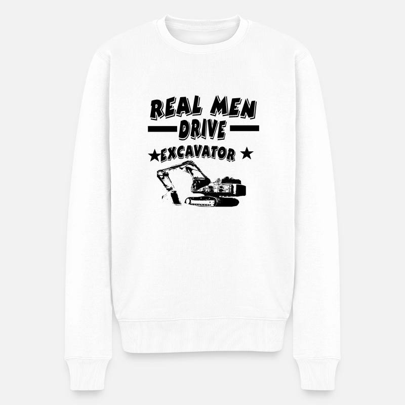 Bagger - Männer Premium Bio Pullover - Weiß