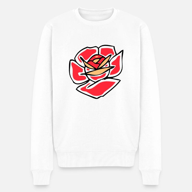 rose fleur - Pull Premium bio Homme - blanc