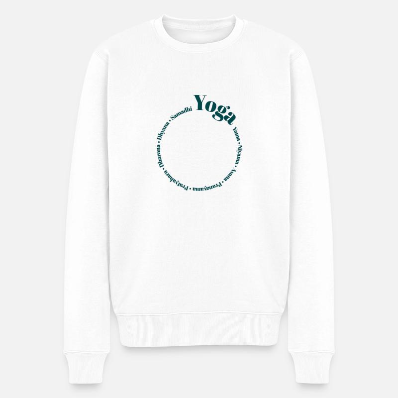 Yoga Wordcloud greenpool - Männer Premium Bio Pullover - Weiß