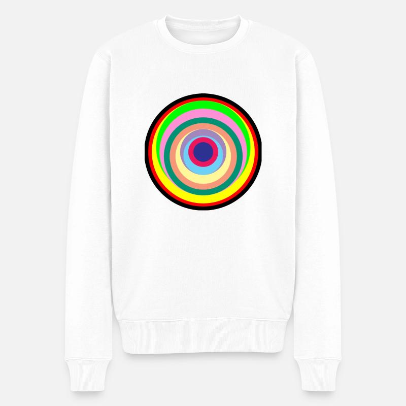 Pop-Art-Farbkreise - Männer Premium Bio Pullover - Weiß