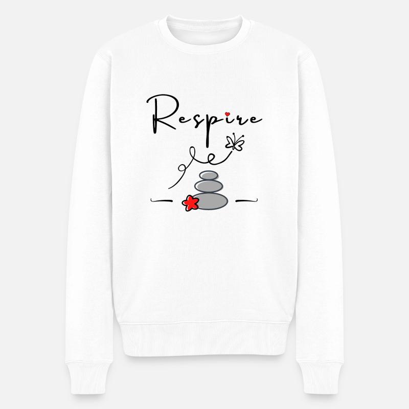 Atmen... Machen Sie eine Pause originelle Geschenkidee - Männer Premium Bio Pullover - Weiß
