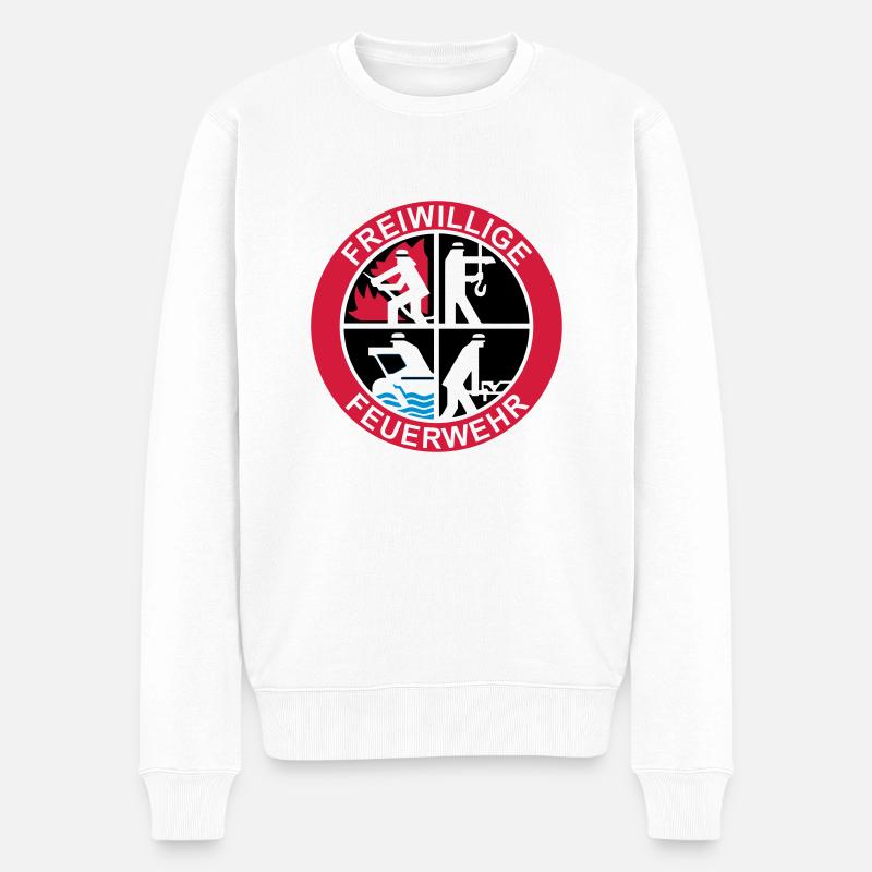 Freiwillige Feuerwehr Logo 3farbig - Männer Premium Bio Pullover - Weiß
