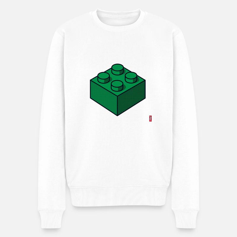 Baustein Gruen - Männer Premium Bio Pullover - Weiß