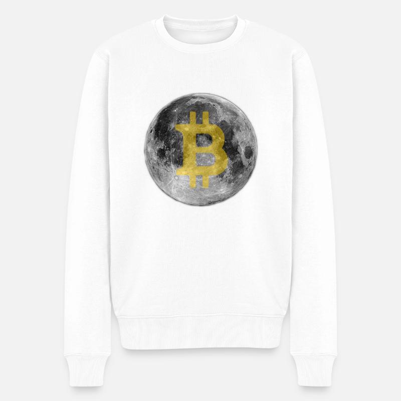 Bitcoin Lune - Pull Premium bio Homme - blanc