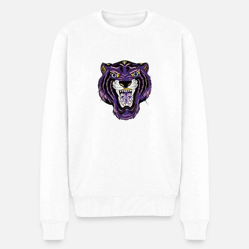 Tiger - Männer Premium Bio Pullover - Weiß