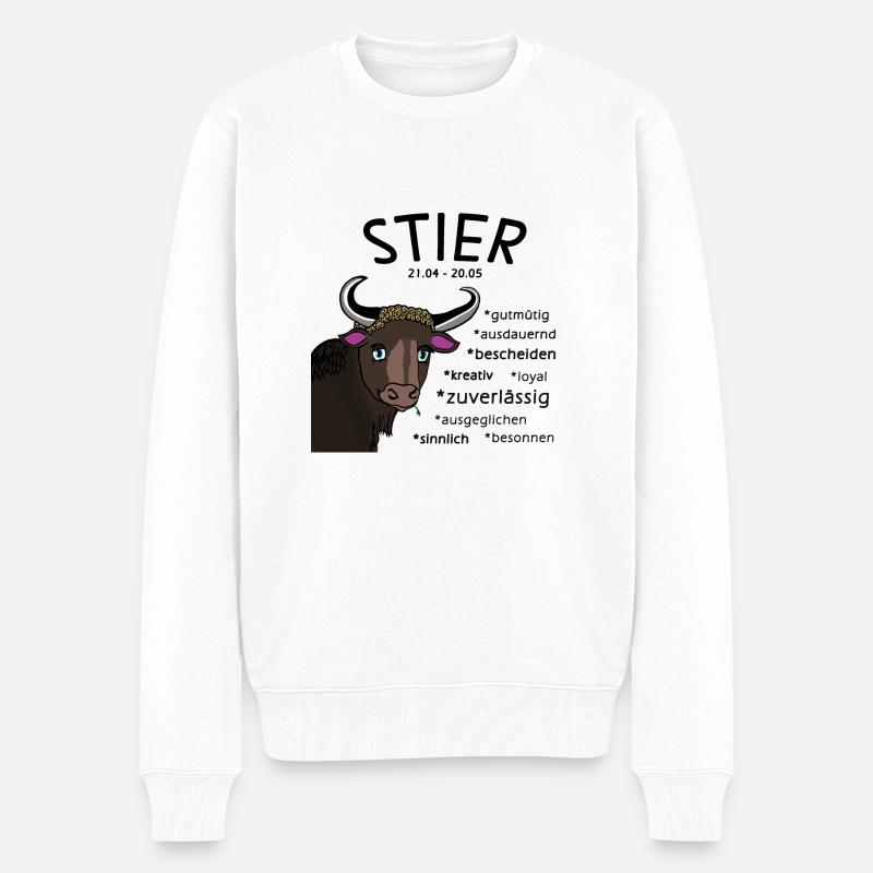 Sternzeichen Stier - Männer Premium Bio Pullover - Weiß
