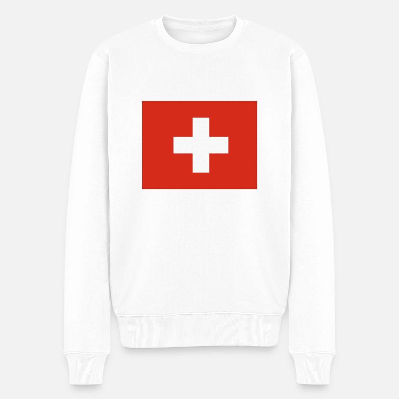 Schweiz - Männer Premium Bio Pullover - Weiß