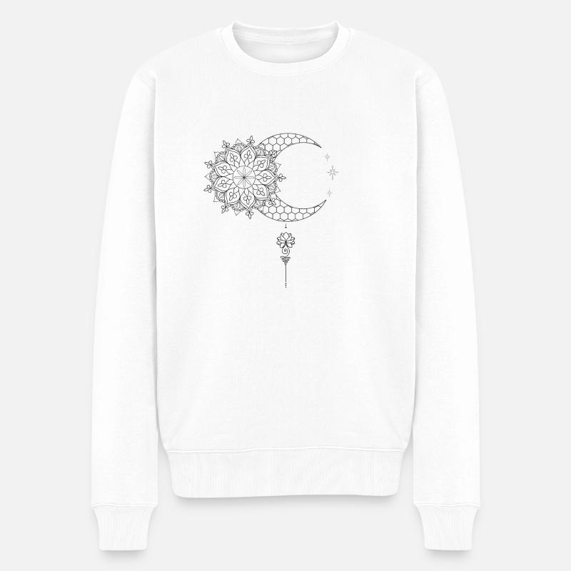 Mandala Lune Fleur de Lotus - Pull Premium bio Homme - blanc