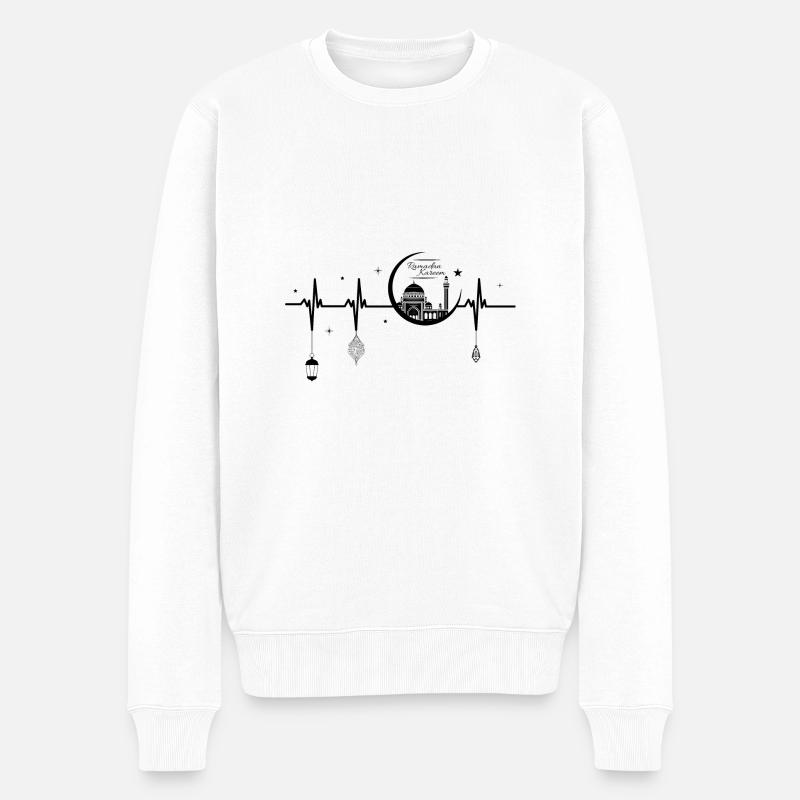 Ramadan kareem Herzschlag - Muslim - Männer Premium Bio Pullover - Weiß