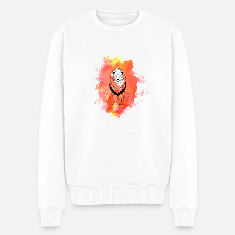 Löwe - Männer Premium Bio Pullover - Weiß