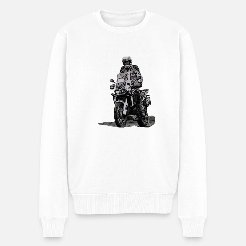 Adventure Biker - cavalier debout - Pull Premium bio Homme - blanc