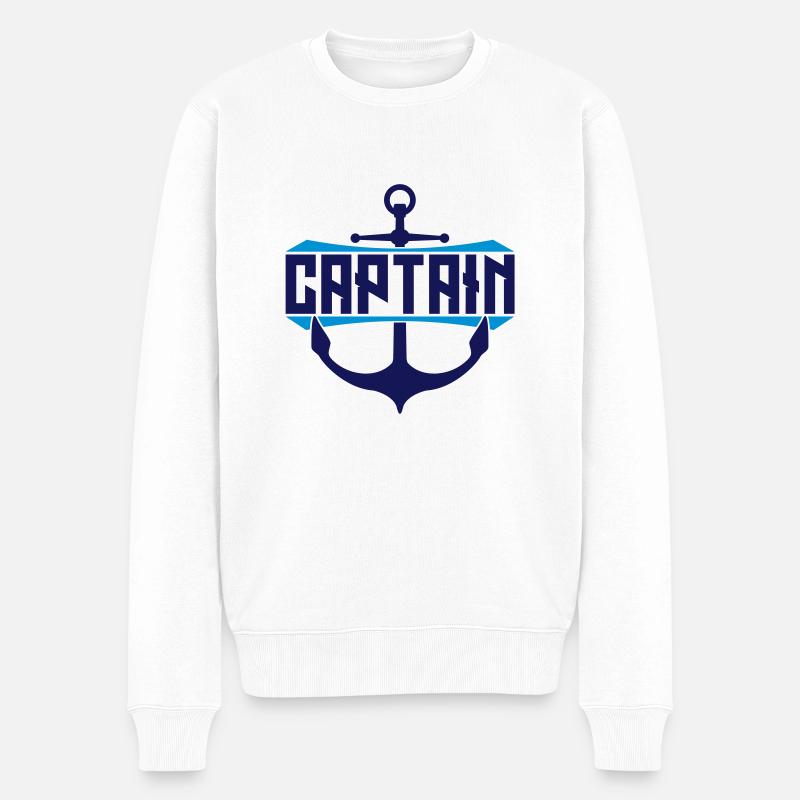 Captain Anker Text - Männer Premium Bio Pullover - Weiß