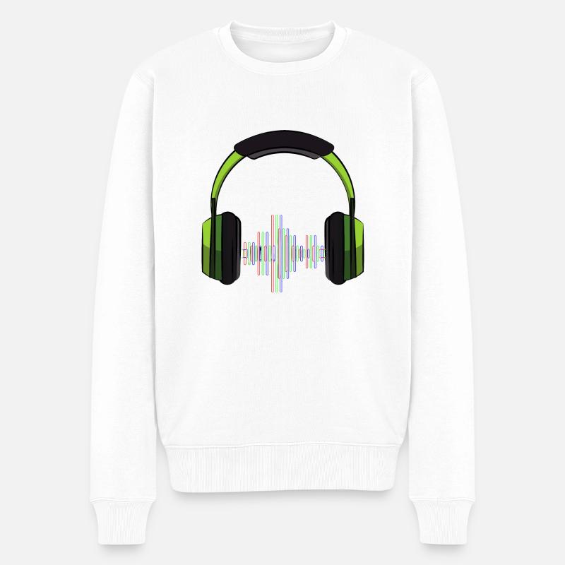Musikkopfhörer - Männer Premium Bio Pullover - Weiß