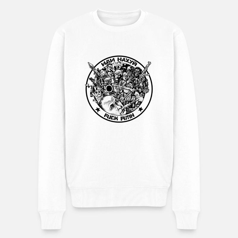 IDI NAHUJ - FUCK POUTINE - Pull Premium bio Homme - blanc