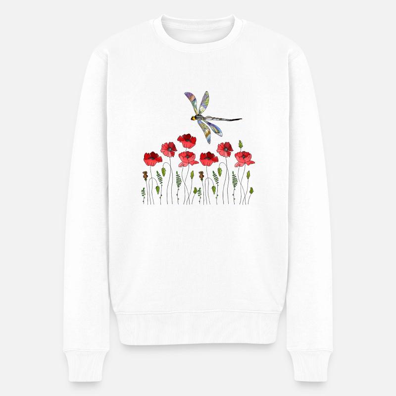 Libelle - Männer Premium Bio Pullover - Weiß