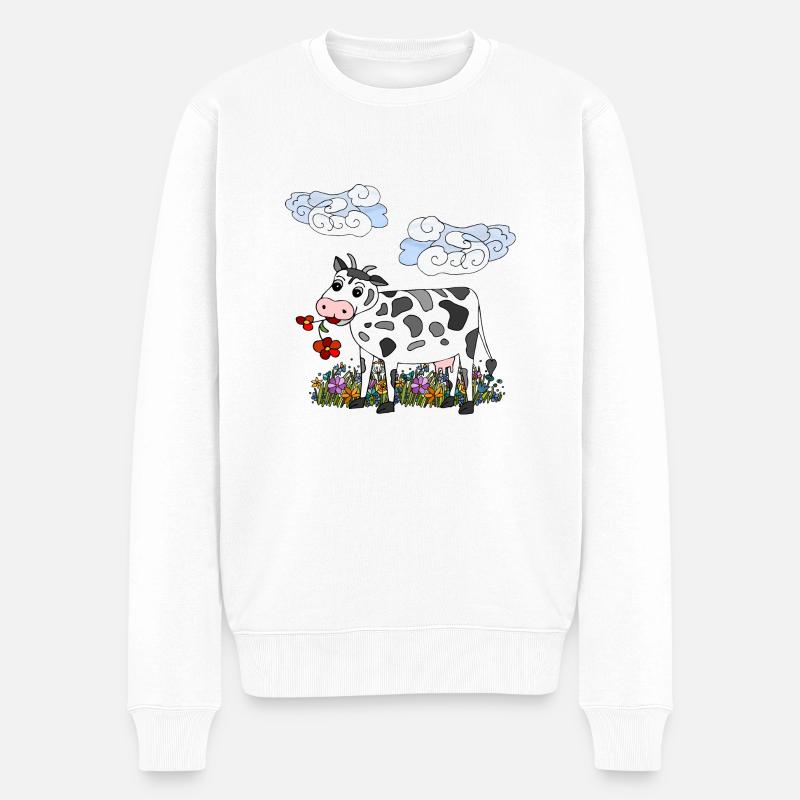 Vache - Pull Premium bio Homme - blanc