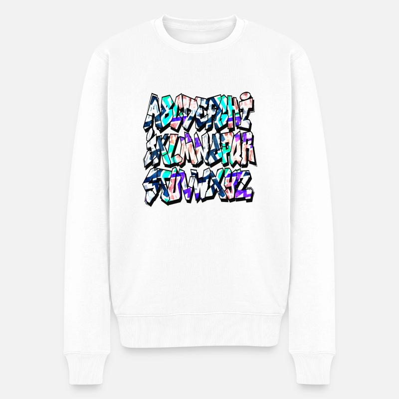 Graffiti-Alphabet - Männer Premium Bio Pullover - Weiß