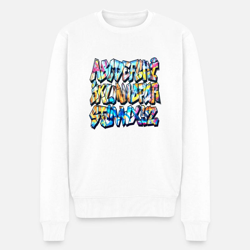 Alphabet graffiti - Pull Premium bio Homme - blanc