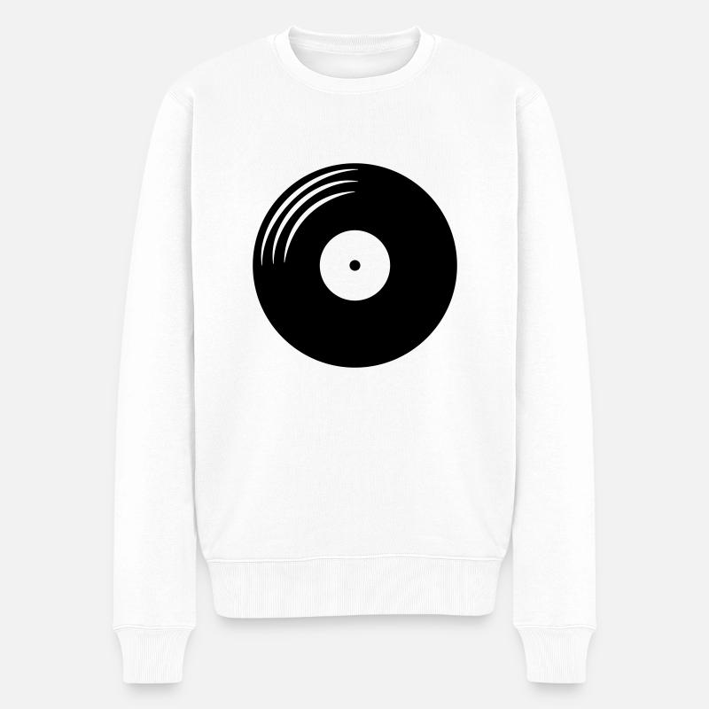 Schallplatte Vinyl rund - Männer Premium Bio Pullover - Weiß
