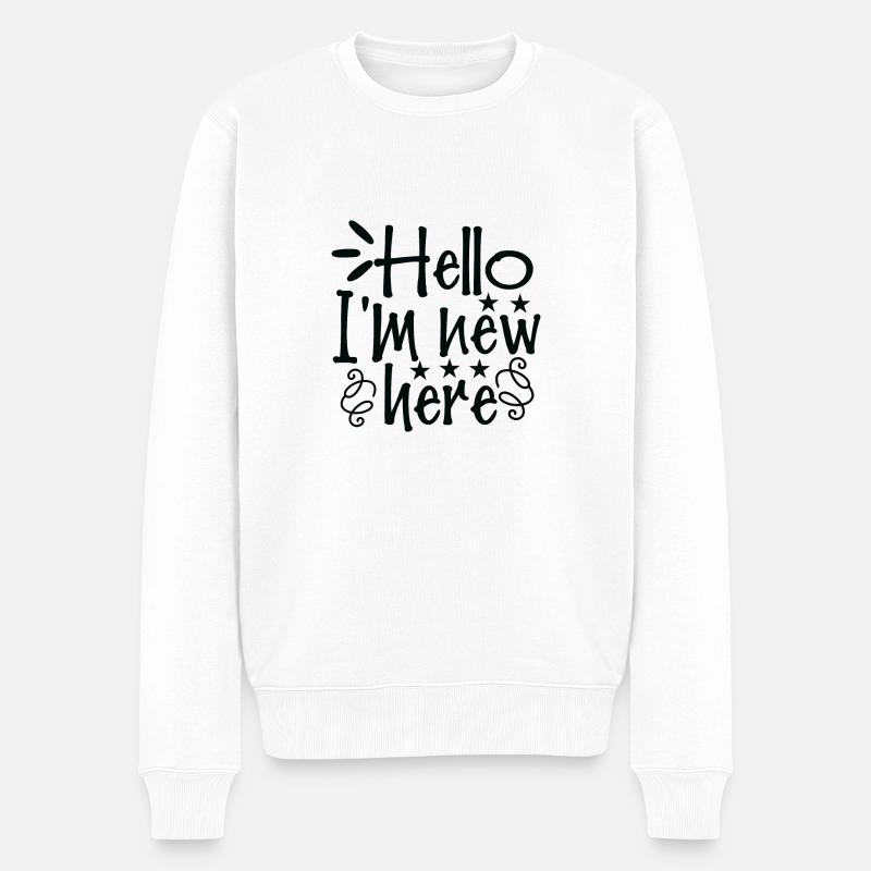 Hello I´m new here - Männer Premium Bio Pullover - Weiß