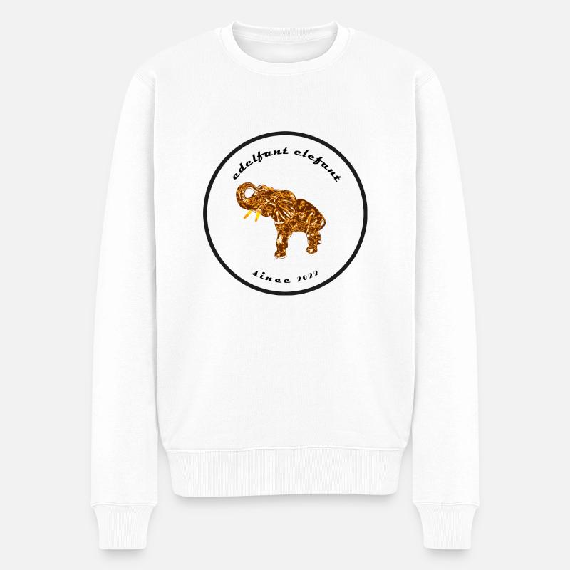 Edelfant Elefant - Männer Premium Bio Pullover - Weiß