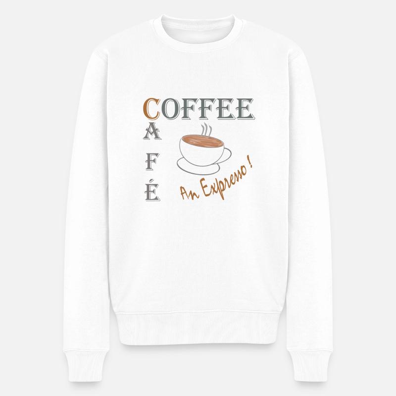 Coffee Café Expresso - Pull Premium bio Homme - blanc