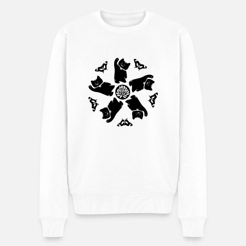 Mandalas des chats - Pull Premium bio Homme - blanc