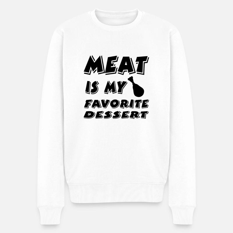 Fleisch - Männer Premium Bio Pullover - Weiß