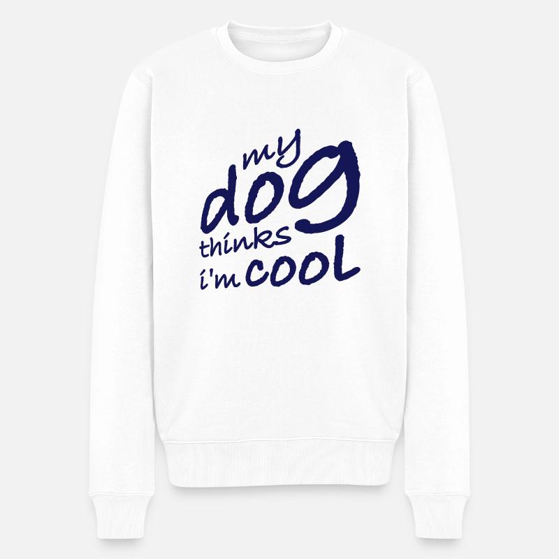 Dog thinks im cool - Männer Premium Bio Pullover - Weiß