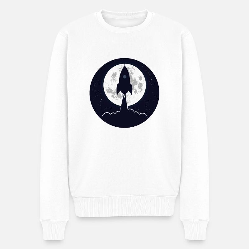 Runde Silhouette Raketenabheben - Männer Premium Bio Pullover - Weiß