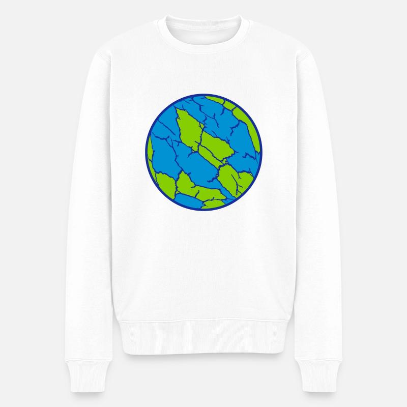 Motif planet Ball Cracks - Pull Premium bio Homme - blanc