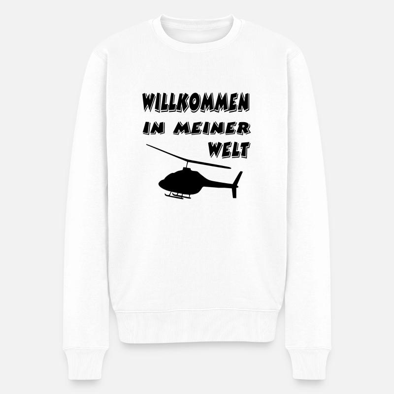 Hubschrauber - Männer Premium Bio Pullover - Weiß