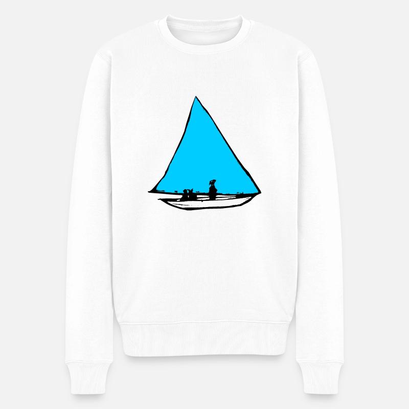 Blaues Segelboot Ernst Ludwig Kirchner Mueggelsee - Männer Premium Bio Pullover - Weiß