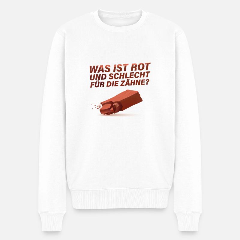 Ziegelstein - Lustiger Spruch - Männer Premium Bio Pullover - Weiß