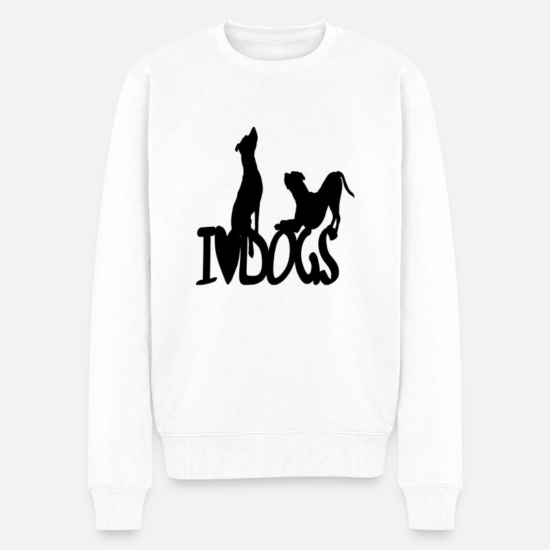 I love Dogs - Männer Premium Bio Pullover - Weiß