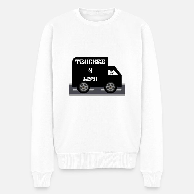 trucker 4 life - Männer Premium Bio Pullover - Weiß