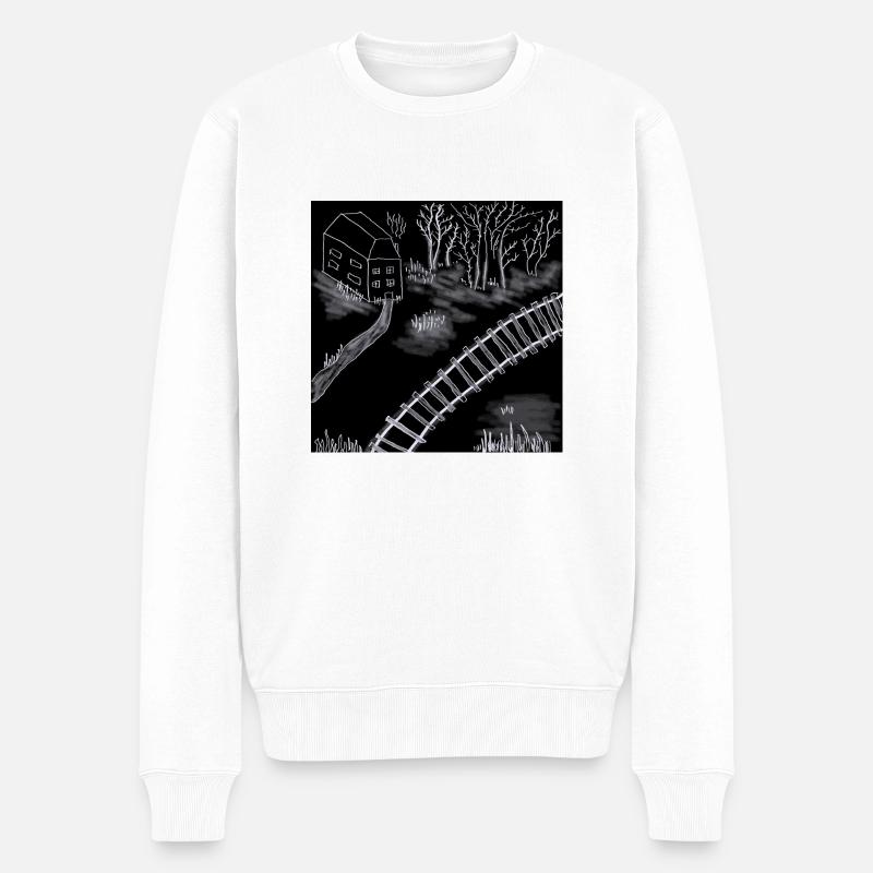 Haus an der Bahn s/w - Männer Premium Bio Pullover - Weiß