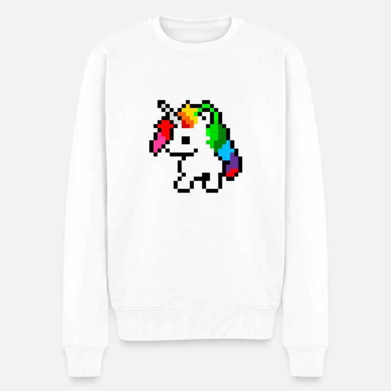 Licorne Pixel Art - Pull Premium bio Homme - blanc