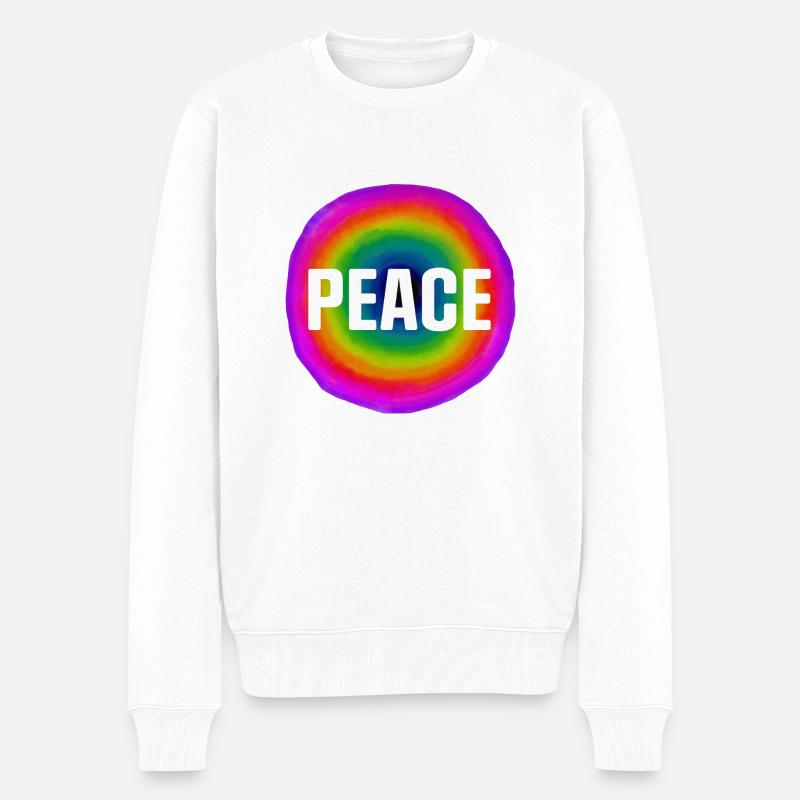 Peace - Männer Premium Bio Pullover - Weiß