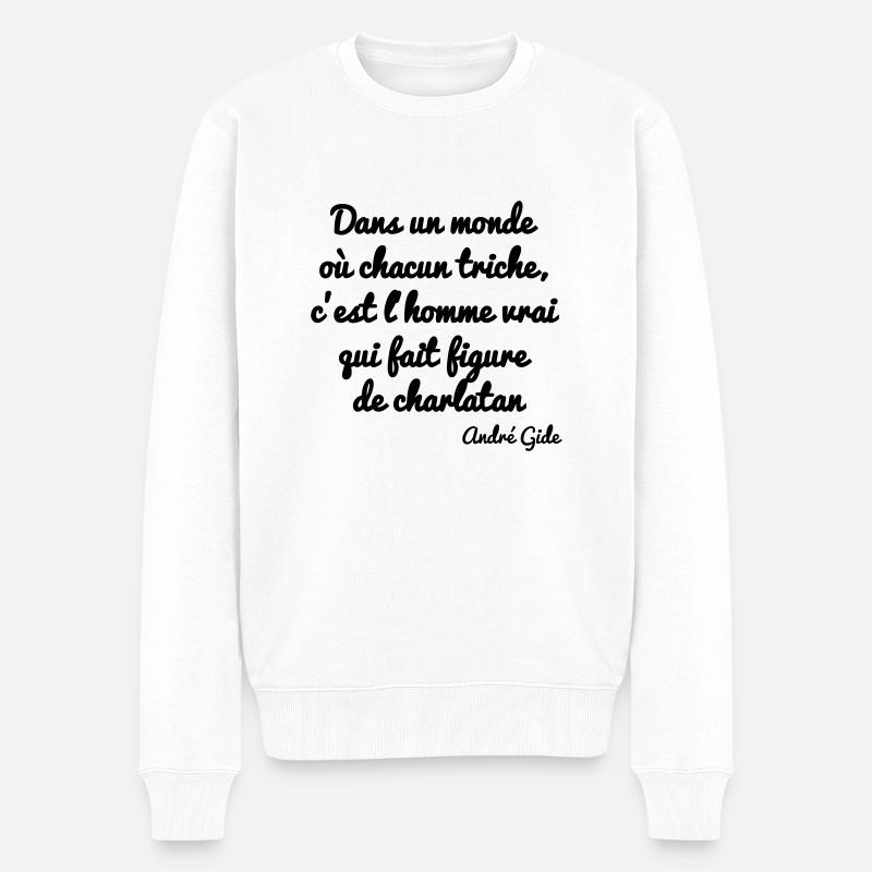 Dans un monde où tout le monde triche.... - Pull Premium bio Homme - blanc